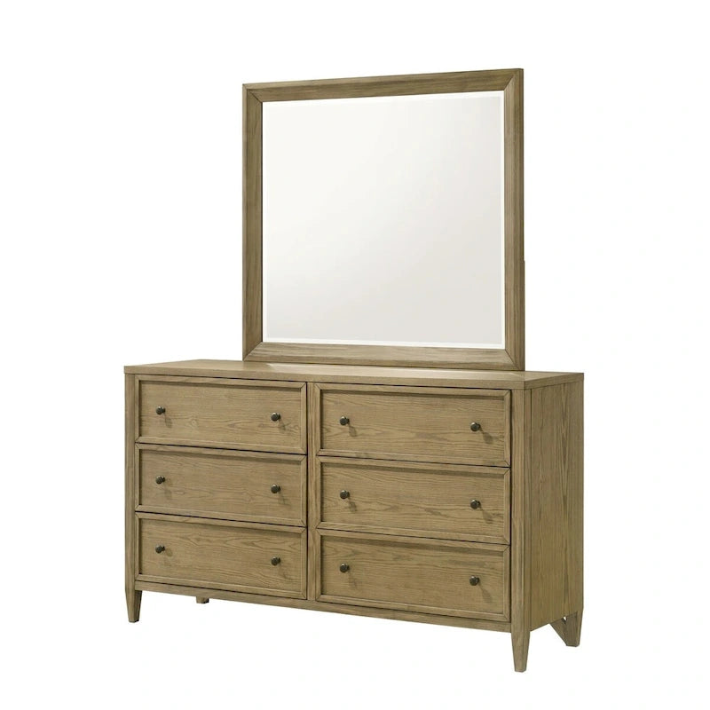 Newell 6 Piece Light Brown Upholstered Canopy Platform Bedroom Set
