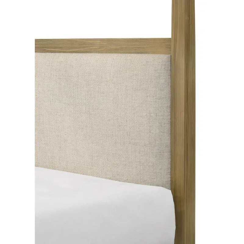Newell 6 Piece Light Brown Upholstered Canopy Platform Bedroom Set