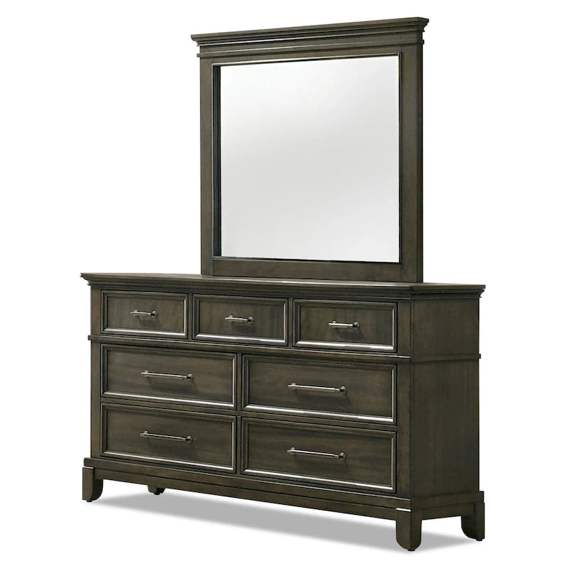 Furniture of America Evva Traditional Grey Wood 6-Piece Panel Bedroom Set