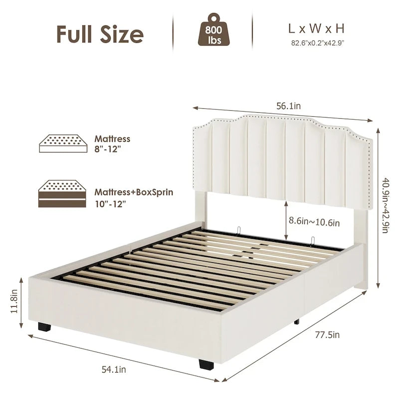 Lift Up Full Size Velvet Bed