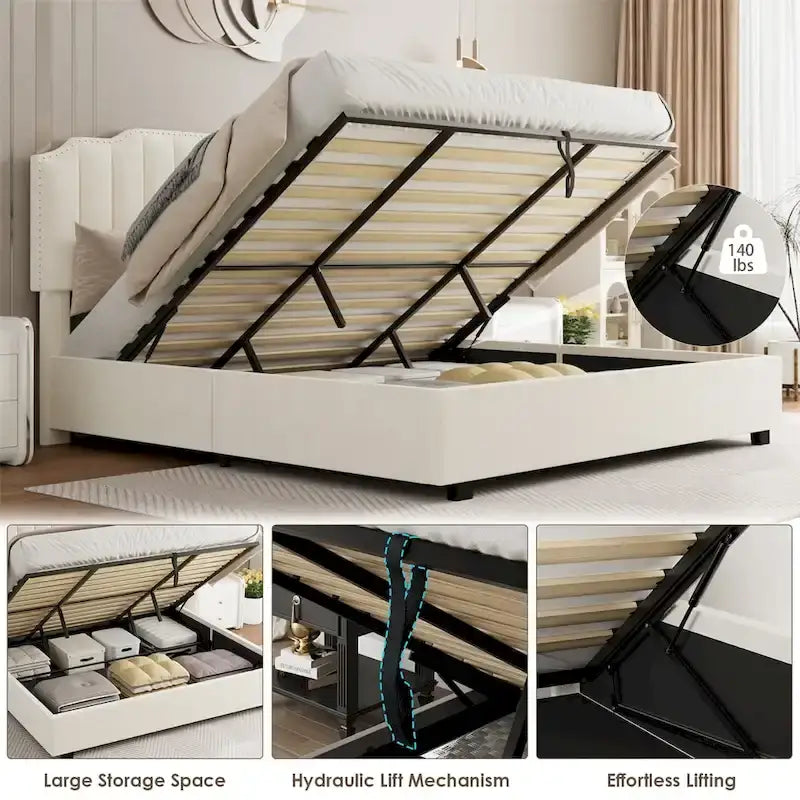 Lift Up Full Size Velvet Bed