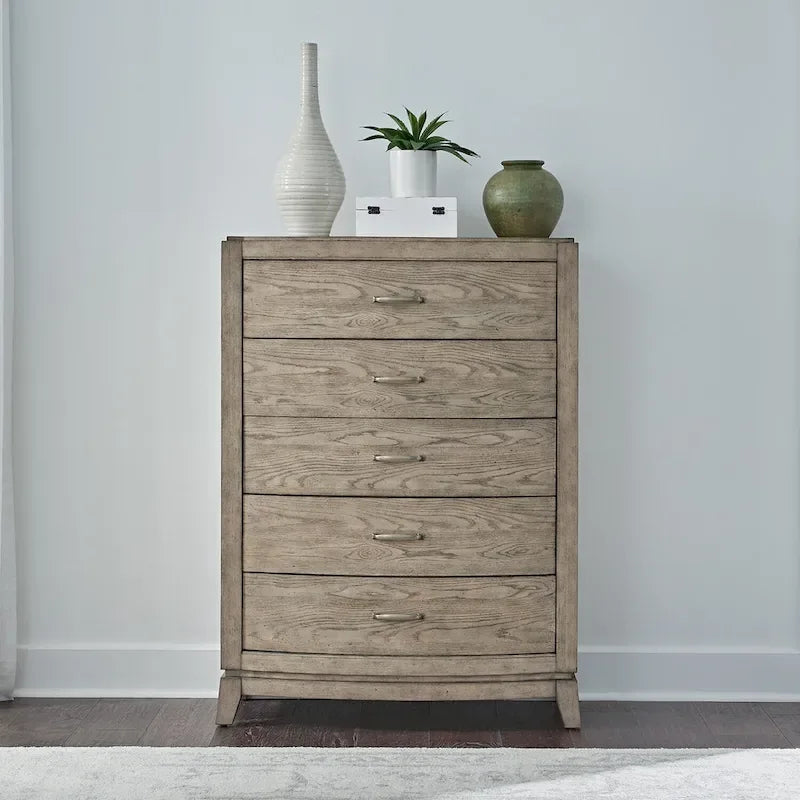 Avalon Burnished Beige Oak King Panel Storage Bed Bedroom Set
