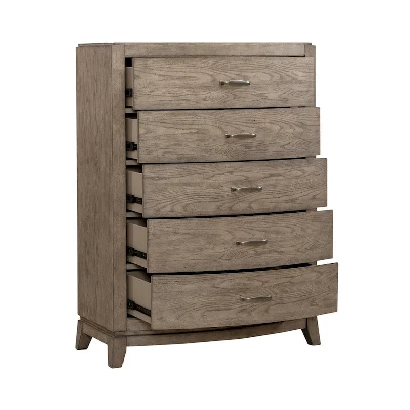 Avalon Burnished Beige Oak King Panel Storage Bed Bedroom Set