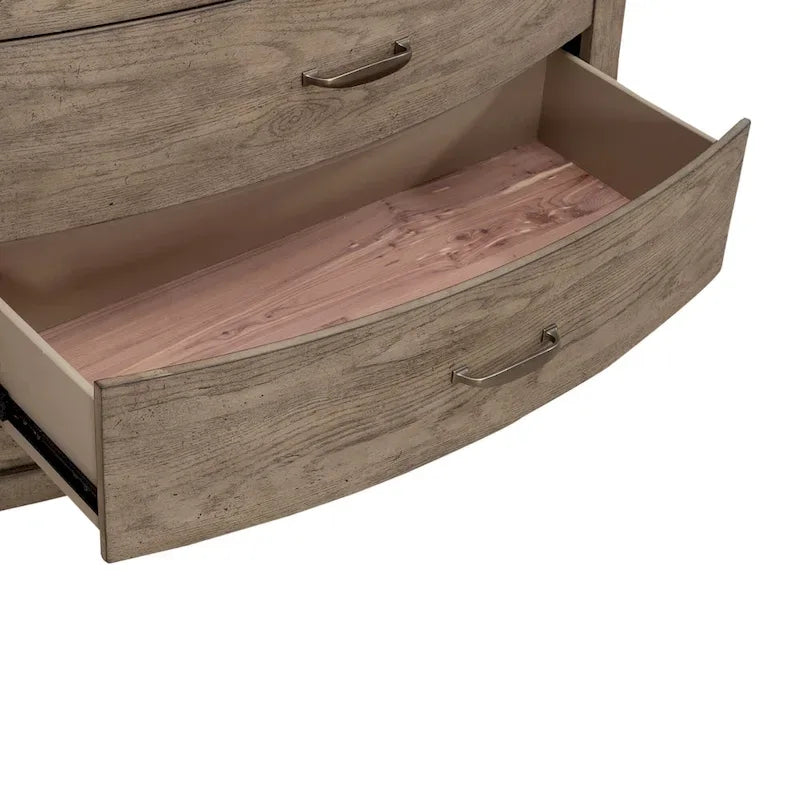 Avalon Burnished Beige Oak King Panel Storage Bed Bedroom Set