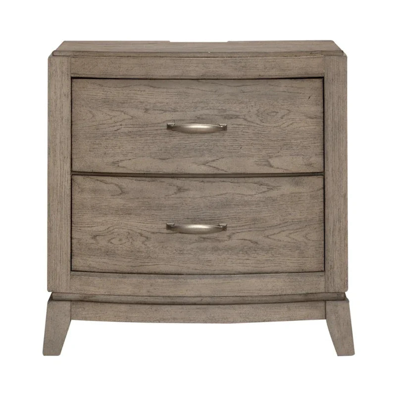 Avalon Burnished Beige Oak King Panel Storage Bed Bedroom Set