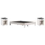 Signature Design by Ashley Shawburn Whitewash Platform Bed with 2 Nightstands