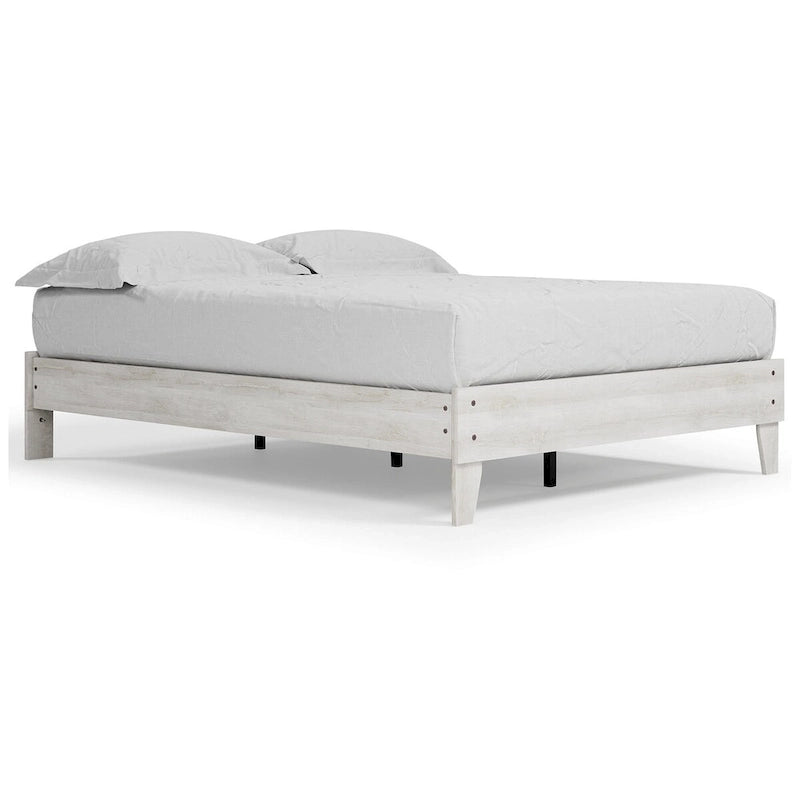 Signature Design by Ashley Shawburn Whitewash Platform Bed with 2 Nightstands