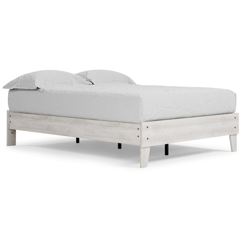 Signature Design by Ashley Shawburn Whitewash Platform Bed with 2 Nightstands