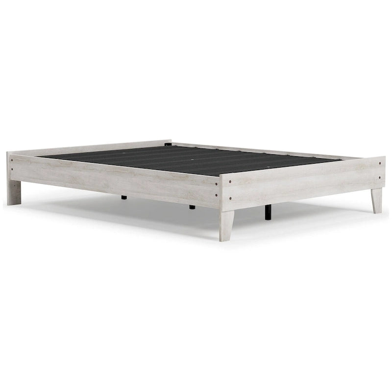 Signature Design by Ashley Shawburn Whitewash Platform Bed with 2 Nightstands