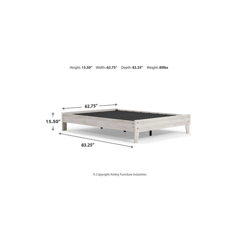 Signature Design by Ashley Shawburn Whitewash Platform Bed with 2 Nightstands