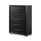 Furniture of America Alaric Modern Black Solid Wood 5-Drawer Storage Chest With Cedar-Lined Bottom Drawer
