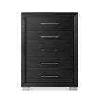 Furniture of America Alaric Modern Black Solid Wood 5-Drawer Storage Chest With Cedar-Lined Bottom Drawer