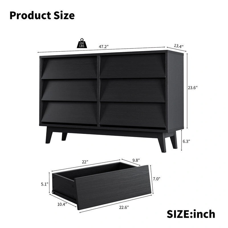 Mieres Dresser for Bedroom, 30  Tall Double Dresser Chest of Drawers, Hidden Drawer Handle, Storage Drawer Organizer