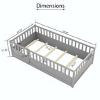 Montessori wooden children's floor bed with Support slat
