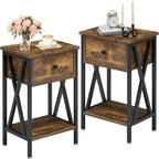 Nightstands Set of 2 Modern Bedside End Tables Dark Black