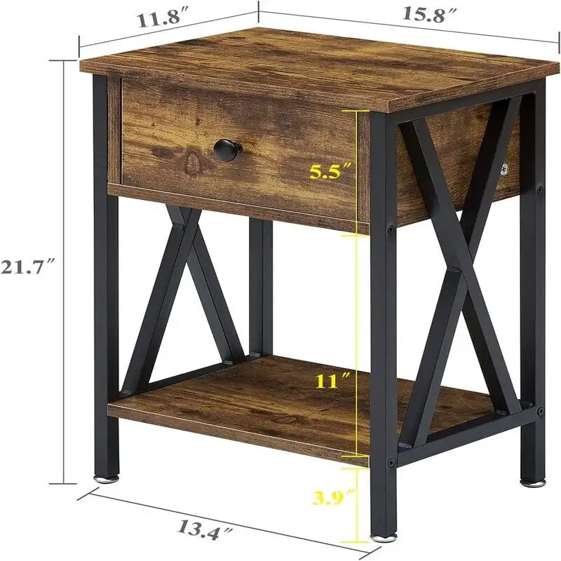 Nightstands Set of 2 Modern Bedside End Tables Dark Black