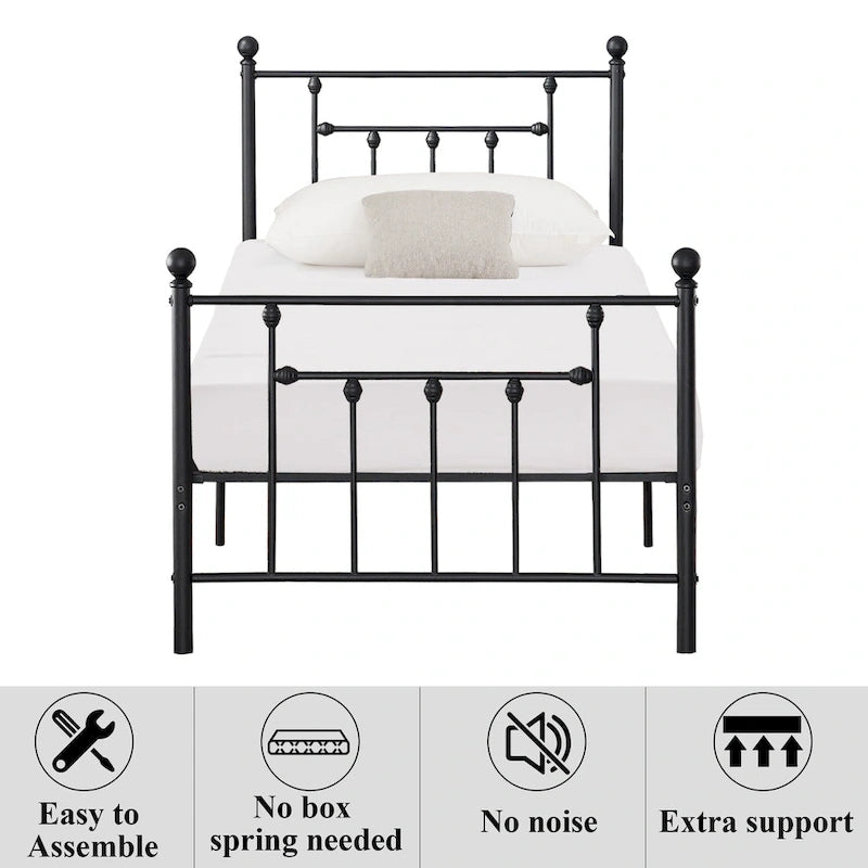 Javlergo Metal Bed Frame, Modern Platform Bed Frame with Headboard and Footboard, No Box Spring Needed