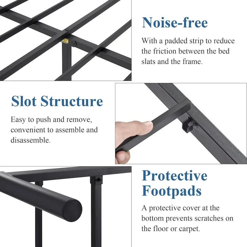 Javlergo Metal Bed Frame, Modern Platform Bed Frame with Headboard and Footboard, No Box Spring Needed