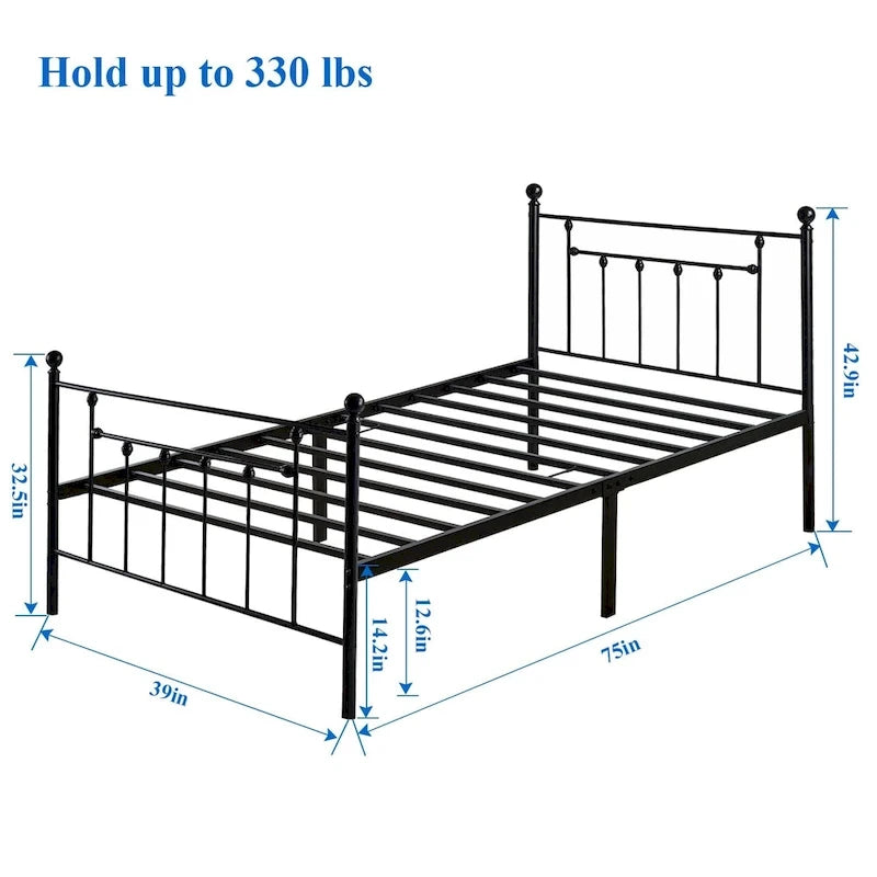 Javlergo Metal Bed Frame, Modern Platform Bed Frame with Headboard and Footboard, No Box Spring Needed