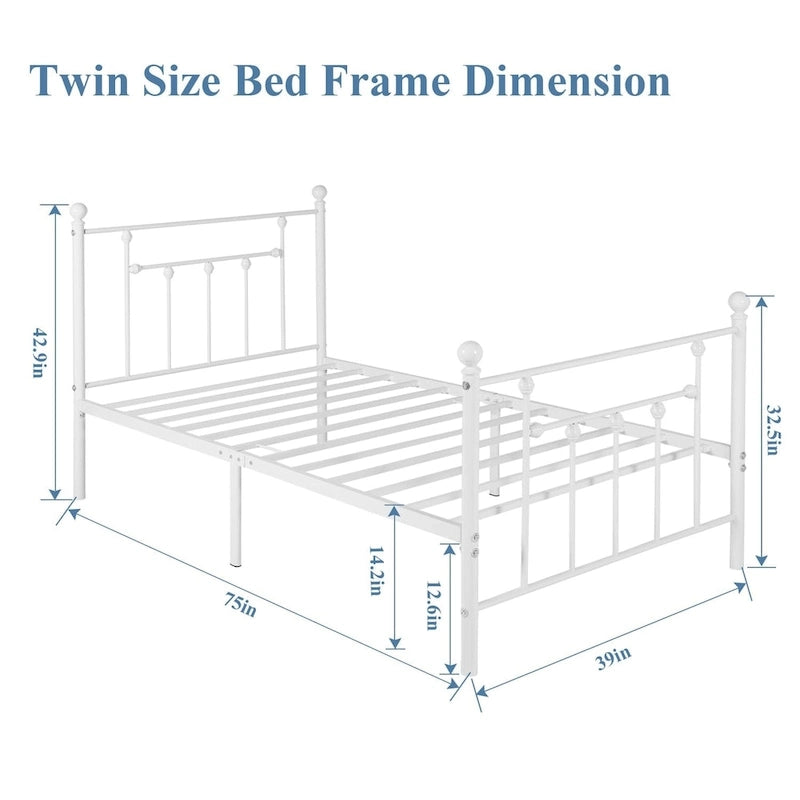 Javlergo Metal Bed Frame, Modern Platform Bed Frame with Headboard and Footboard, No Box Spring Needed