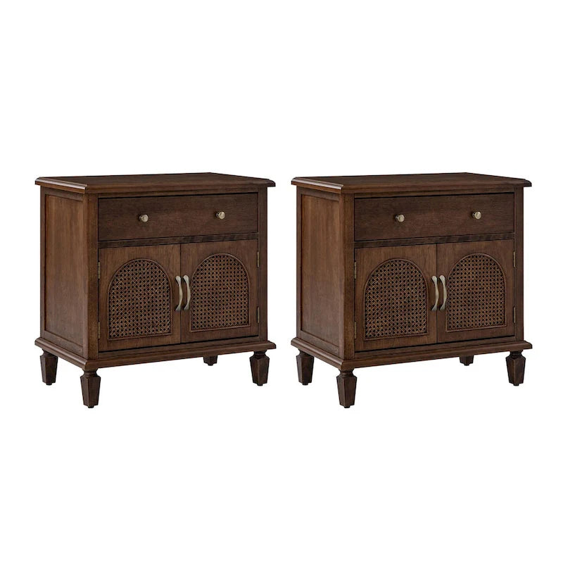 Georg Traditional 27 Tall Rattan Nightstand with Adjustable Feet Set of 2 by HULALA HOME