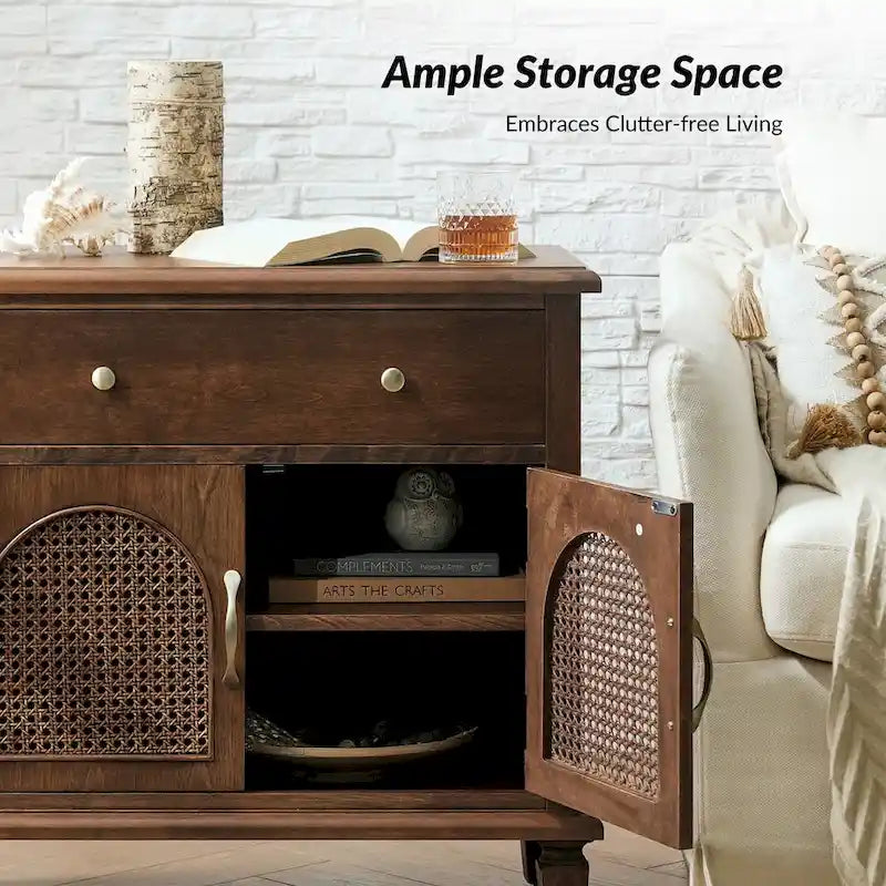 Georg Traditional 27 Tall Rattan Nightstand with Adjustable Feet Set of 2 by HULALA HOME