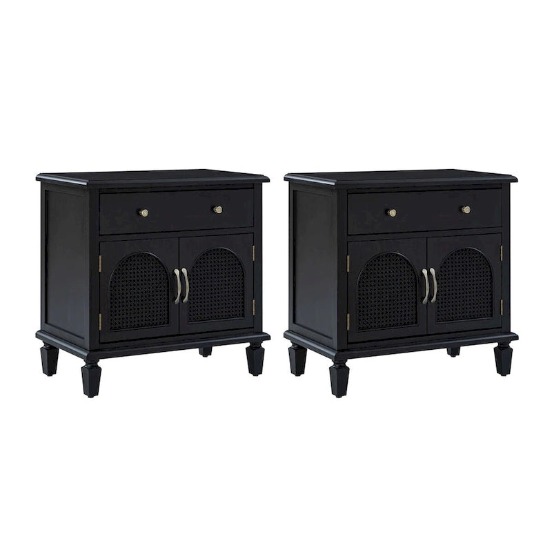 Georg Traditional 27 Tall Rattan Nightstand with Adjustable Feet Set of 2 by HULALA HOME