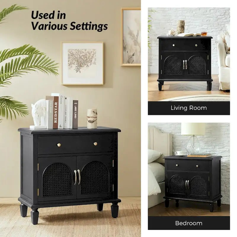 Georg Traditional 27 Tall Rattan Nightstand with Adjustable Feet Set of 2 by HULALA HOME