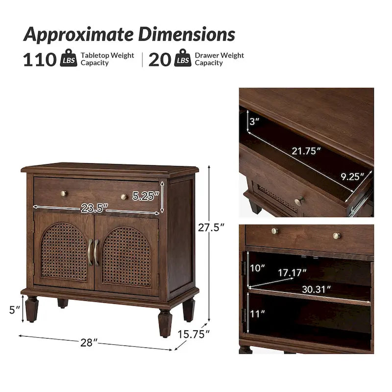 Georg Traditional 27 Tall Rattan Nightstand with Adjustable Feet Set of 2 by HULALA HOME