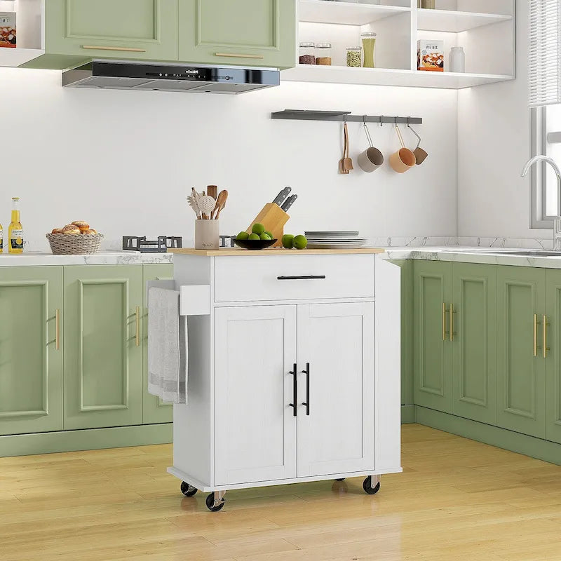 HOMCOM Kitchen Island with Storage, Rolling Kitchen Cart with AC Outlets and USB Ports