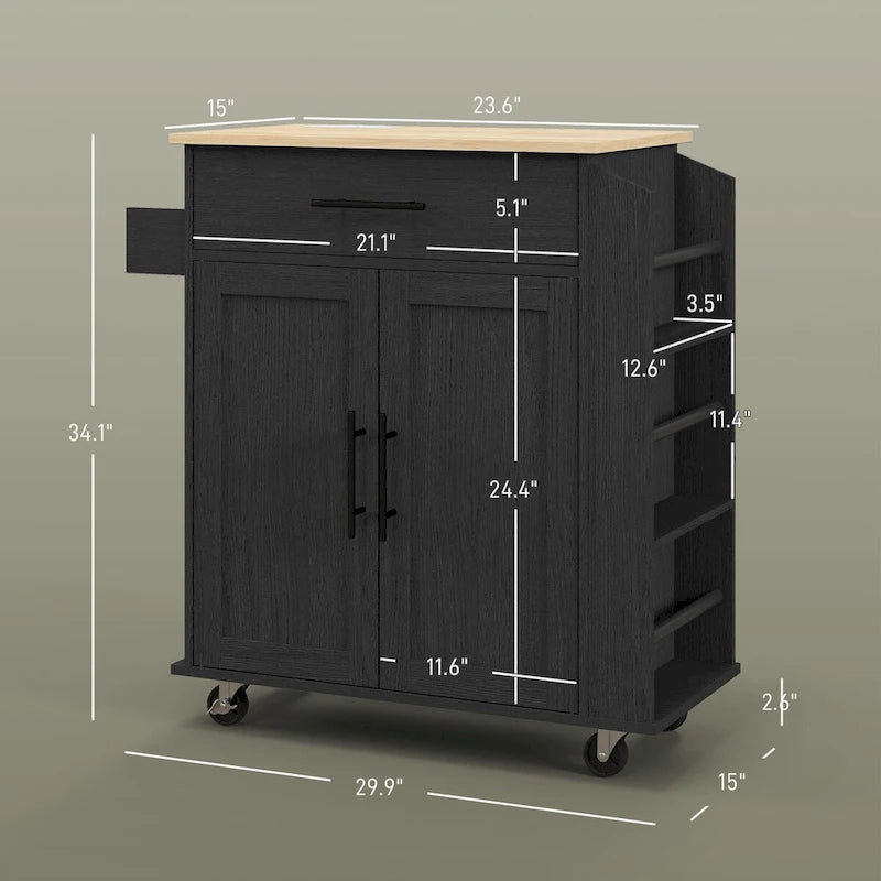HOMCOM Kitchen Island with Storage, Rolling Kitchen Cart with AC Outlets and USB Ports