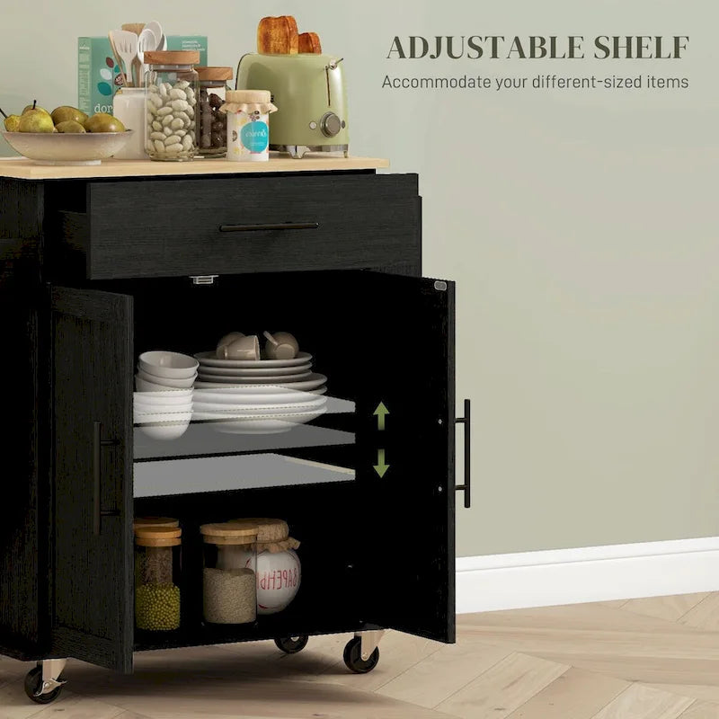 HOMCOM Kitchen Island with Storage, Rolling Kitchen Cart with AC Outlets and USB Ports