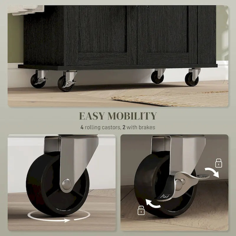 HOMCOM Kitchen Island with Storage, Rolling Kitchen Cart with AC Outlets and USB Ports