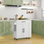 HOMCOM Kitchen Island with Storage, Rolling Kitchen Cart with AC Outlets and USB Ports