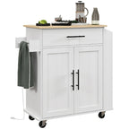 HOMCOM Kitchen Island with Storage, Rolling Kitchen Cart with AC Outlets and USB Ports