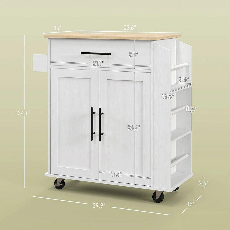 HOMCOM Kitchen Island with Storage, Rolling Kitchen Cart with AC Outlets and USB Ports