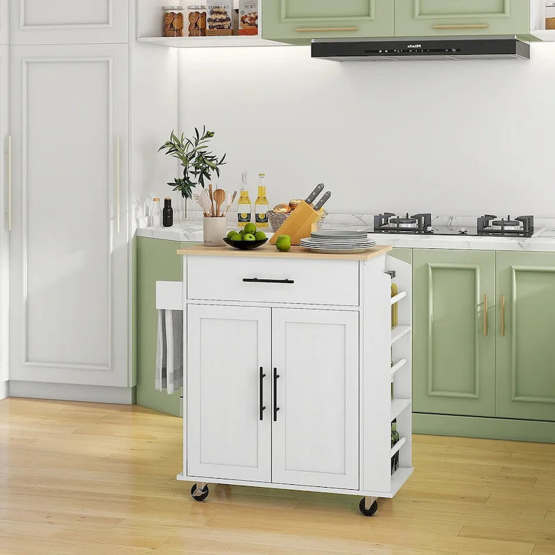 HOMCOM Kitchen Island with Storage, Rolling Kitchen Cart with AC Outlets and USB Ports