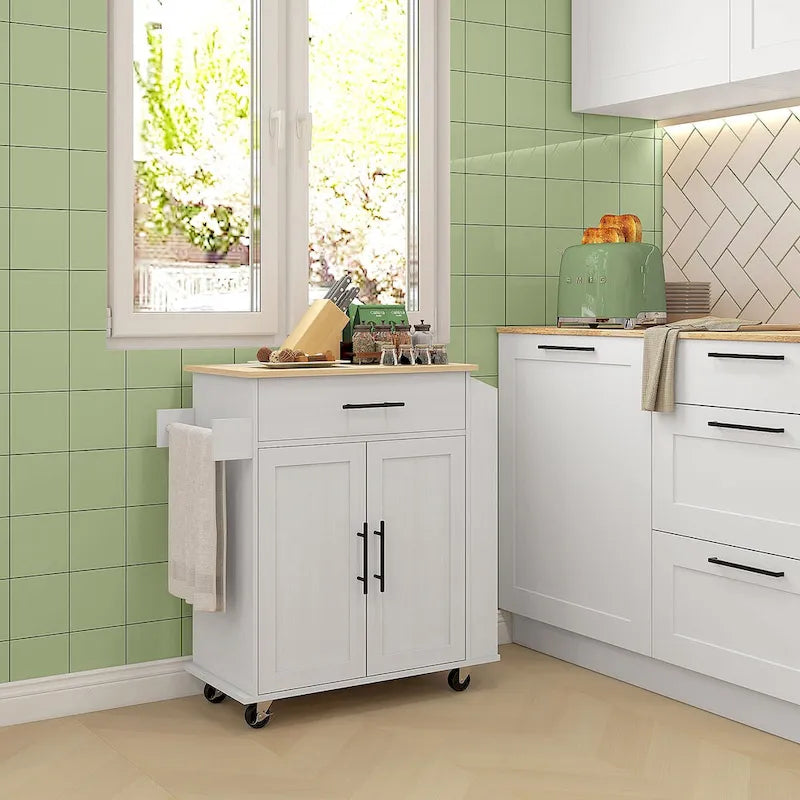 HOMCOM Kitchen Island with Storage, Rolling Kitchen Cart with AC Outlets and USB Ports