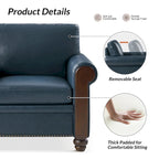 Hedda Transitional 59 Wide Leather Sofa with Solid Wood Legs by HULALA HOME