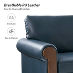 Hedda Transitional 59 Wide Leather Sofa with Solid Wood Legs by HULALA HOME