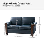 Hedda Transitional 59 Wide Leather Sofa with Solid Wood Legs by HULALA HOME