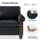 Hedda Transitional 59 Wide Leather Sofa with Solid Wood Legs by HULALA HOME