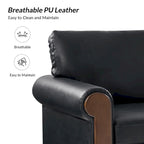 Hedda Transitional 59 Wide Leather Sofa with Solid Wood Legs by HULALA HOME