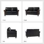 Hedda Transitional 59 Wide Leather Sofa with Solid Wood Legs by HULALA HOME