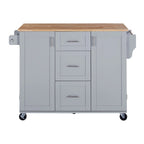 Kitchen Cart with Rubber Wood Top