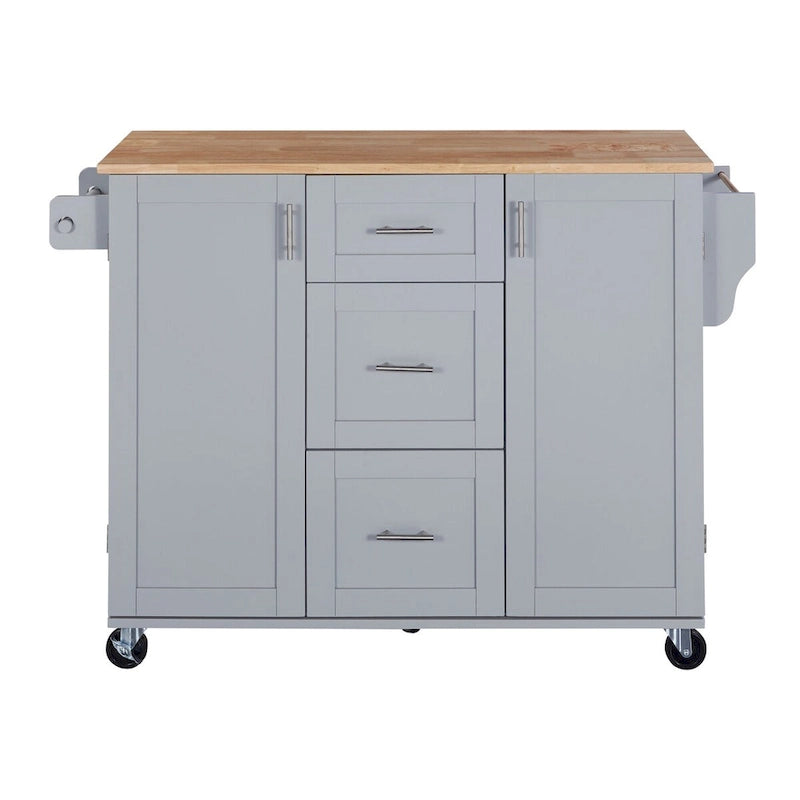 Kitchen Cart with Rubber Wood Top
