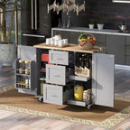 Kitchen Cart with Rubber Wood Top