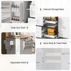 Kitchen Cart with Rubber Wood Top