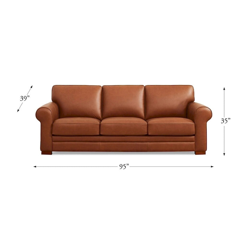 Hydeline Brookfield Top Grain Leather Sofa Set, Sofa, Loveseat and Chair