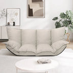 Modern Lazy Sofa Bed Beige Folding Futon for Kids or Home
